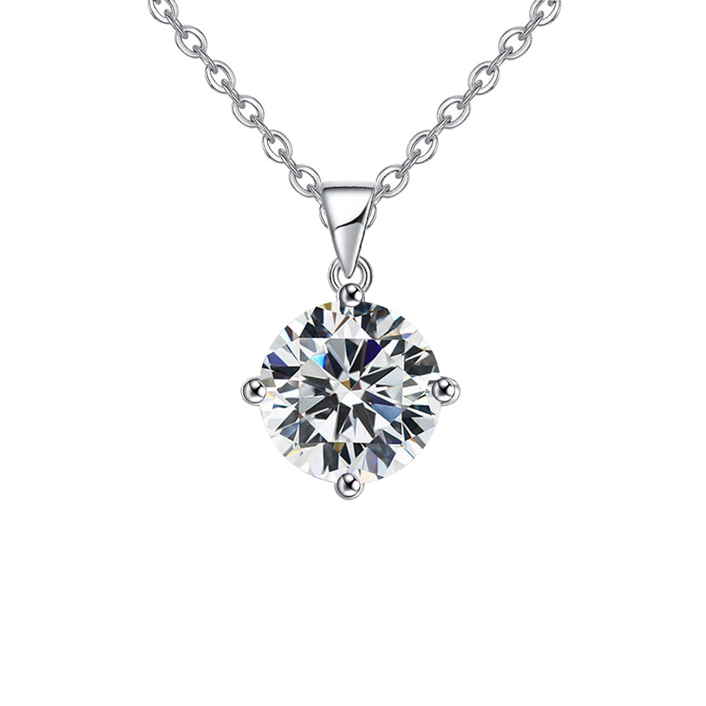 DiamondX 18k White Gold 1 Carat Round Cut Moissanite Solitaire Pendant Necklace Plated