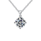 DiamondX 18k White Gold 1 Carat Round Cut Moissanite Solitaire Pendant Necklace Plated