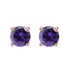 10k Rose Gold Plated 1 Carat Round Created Purple Amethyst Stud Earrings