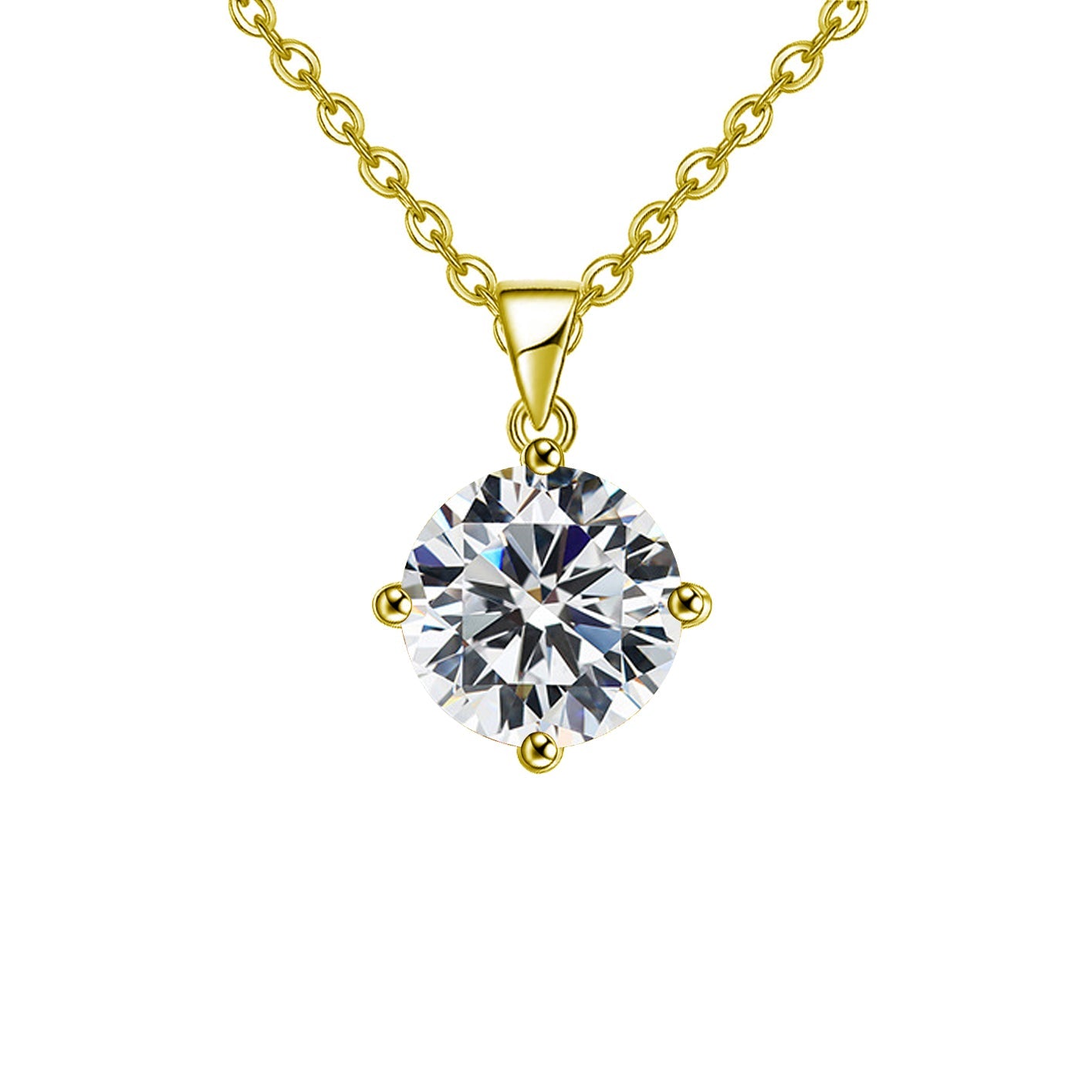 DiamondX 18k Yellow Gold 1 Carat Round Cut Moissanite Solitaire Pendant Necklace Plated