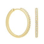 18k Yellow Gold 30mm Hoop Earrings with 4ct Created White Sapphire Plated