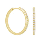 18k Yellow Gold 30mm Hoop Earrings with 4ct Created White Sapphire Plated