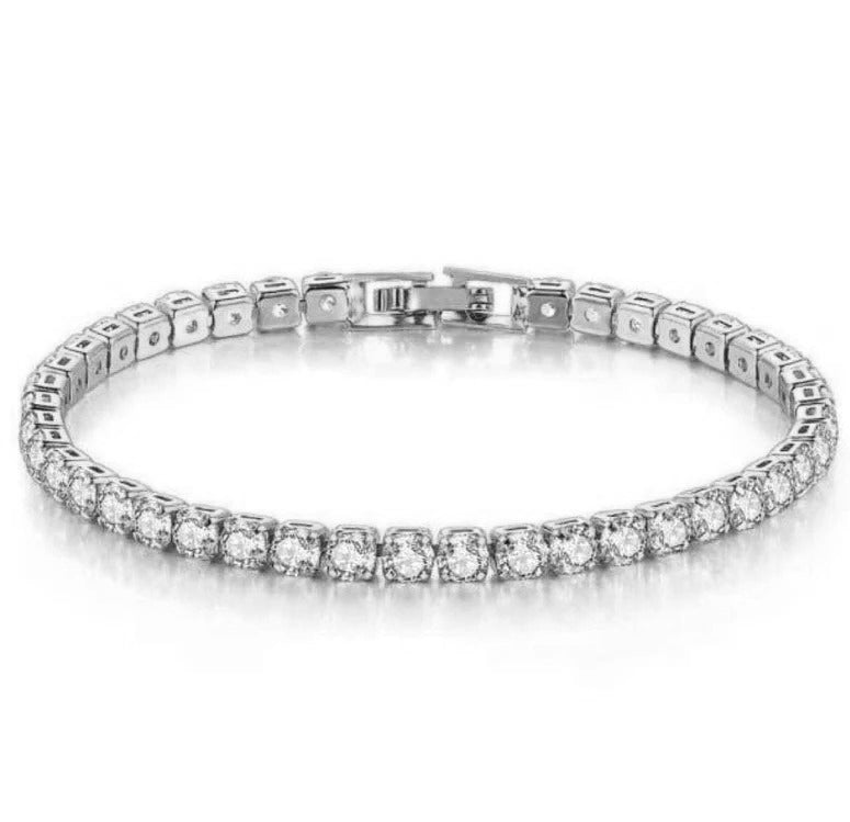 DiamondX 18k White Gold 6 Cttw Created White Sapphire Round Clasp Tennis Bracelet Plated
