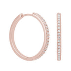 18k Rose Gold 30mm Hoop Earrings with 4ct Created White Sapphire Plated