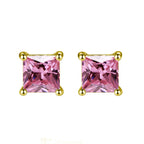 DiamondX 18K Yellow Gold 1 Carat Created Princess Sapphire Birthstone Stud Earrings All Colors Plated