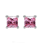 DiamondX 18K White Gold 1 Carat Created Princess Sapphire Birthstone Stud Earrings All Colors Plated