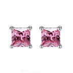 DiamondX 18K White Gold 1 Carat Created Princess Sapphire Birthstone Stud Earrings All Colors Plated
