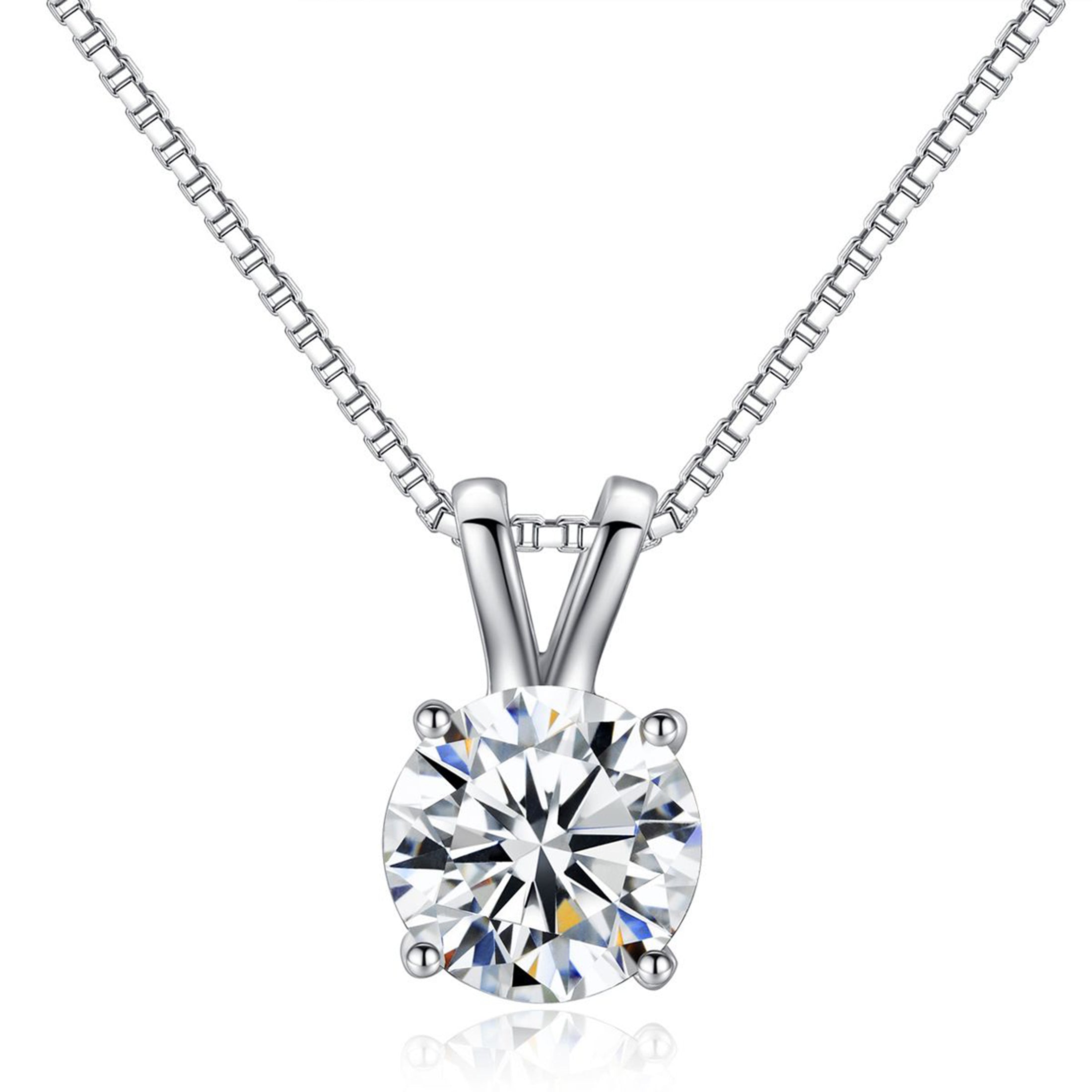 DiamondX 18k White Gold 4 Cttw Round Created Moissanite 18 Inch Necklace Plated
