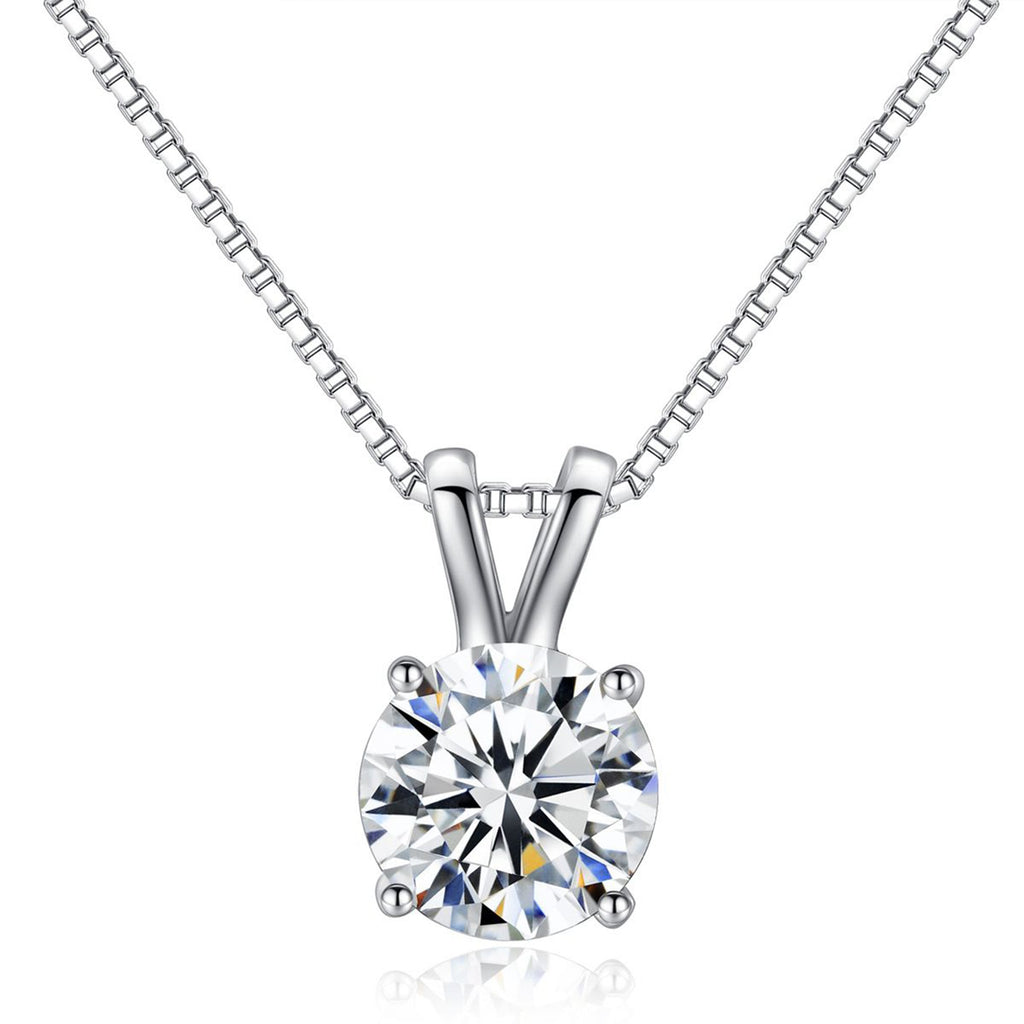 DiamondX 18k White Gold 4 Cttw Round Created Moissanite 18 Inch Necklace Plated