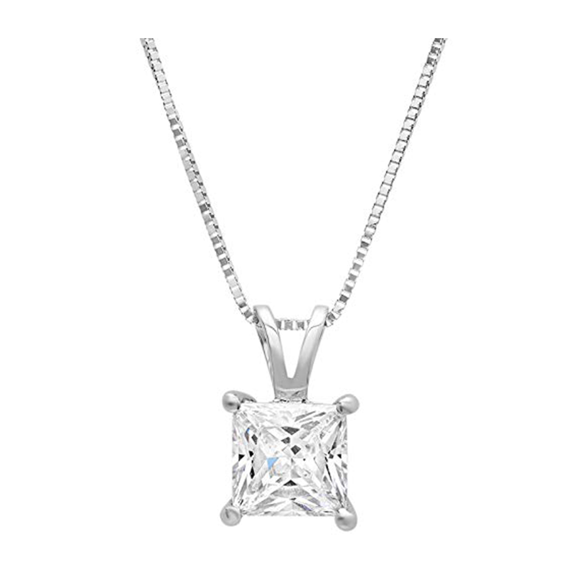 DiamondX 18k White Gold 4 Cttw Princess Created Diamond 18 Inch Necklace Plated