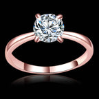 18K Rose Gold Moissanite Round 3ct Engagement Wedding Ring Plated