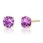 DiamondX 18K Yellow Gold 1 Carat Created Round Sapphire Birthstone Stud Earrings All Colors Plated