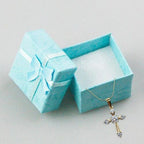 18K Yellow Gold 1 ct Created Diamond CZ Cross Stud Necklace Plated 18 inch