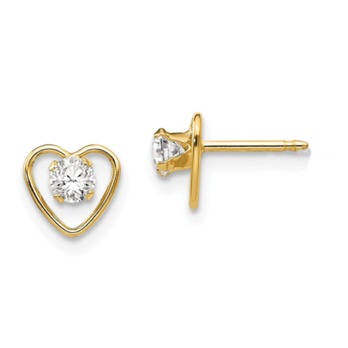 DiamondX 24k Yellow Gold 1/2Ct Created White Sapphire CZ Heart Stud Earrings Plated