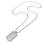 DiamondX 18K White Gold 4CT Created White Sapphire Dog Tage Necklace 24 Inches Plated
