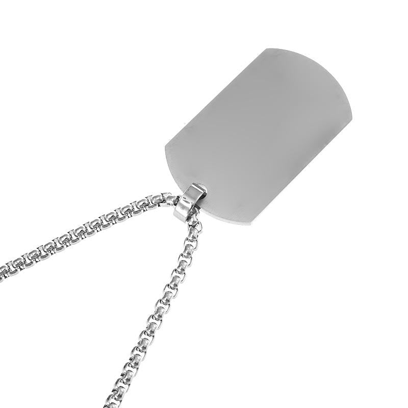 DiamondX 18K White Gold 4CT Created White Sapphire Dog Tage Necklace 24 Inches Plated