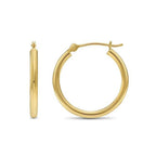 14k Yellow Gold Classic Plain Hoop Earrings